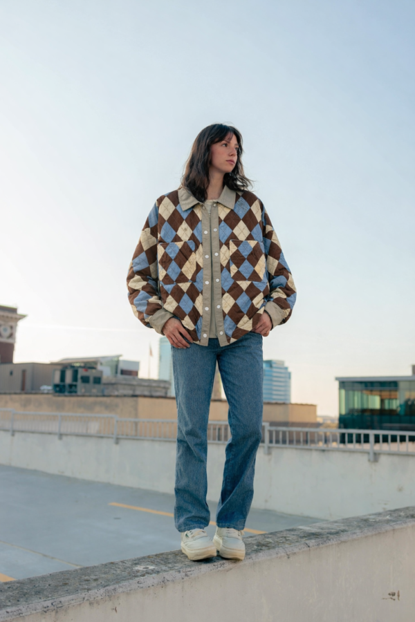 Chubasquero - Argyle Chocolate/Beige/Azul Cielo