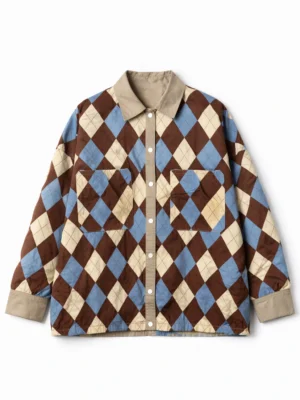 Chubasquero - Argyle Chocolate/Beige/Azul Cielo