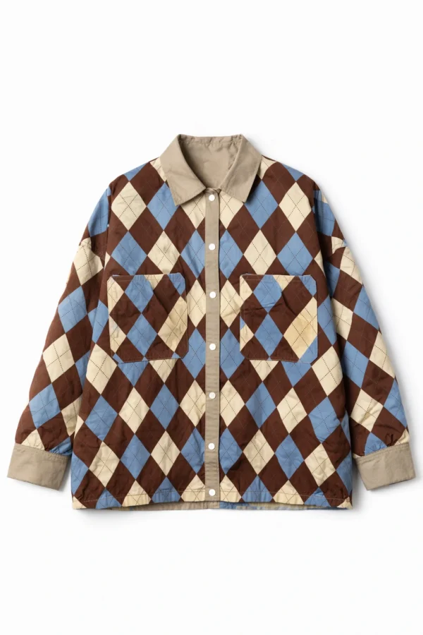 Chubasquero - Argyle Chocolate/Beige/Azul Cielo